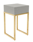 classic gray and gold leafed side table handmade for stray dog designs.
