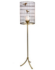 Stray Dog Designs Floor Light with Bird Cage Shade in Gold