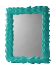 Aqua Papier Mache Tropical Mirror, artisan made in Mexico.