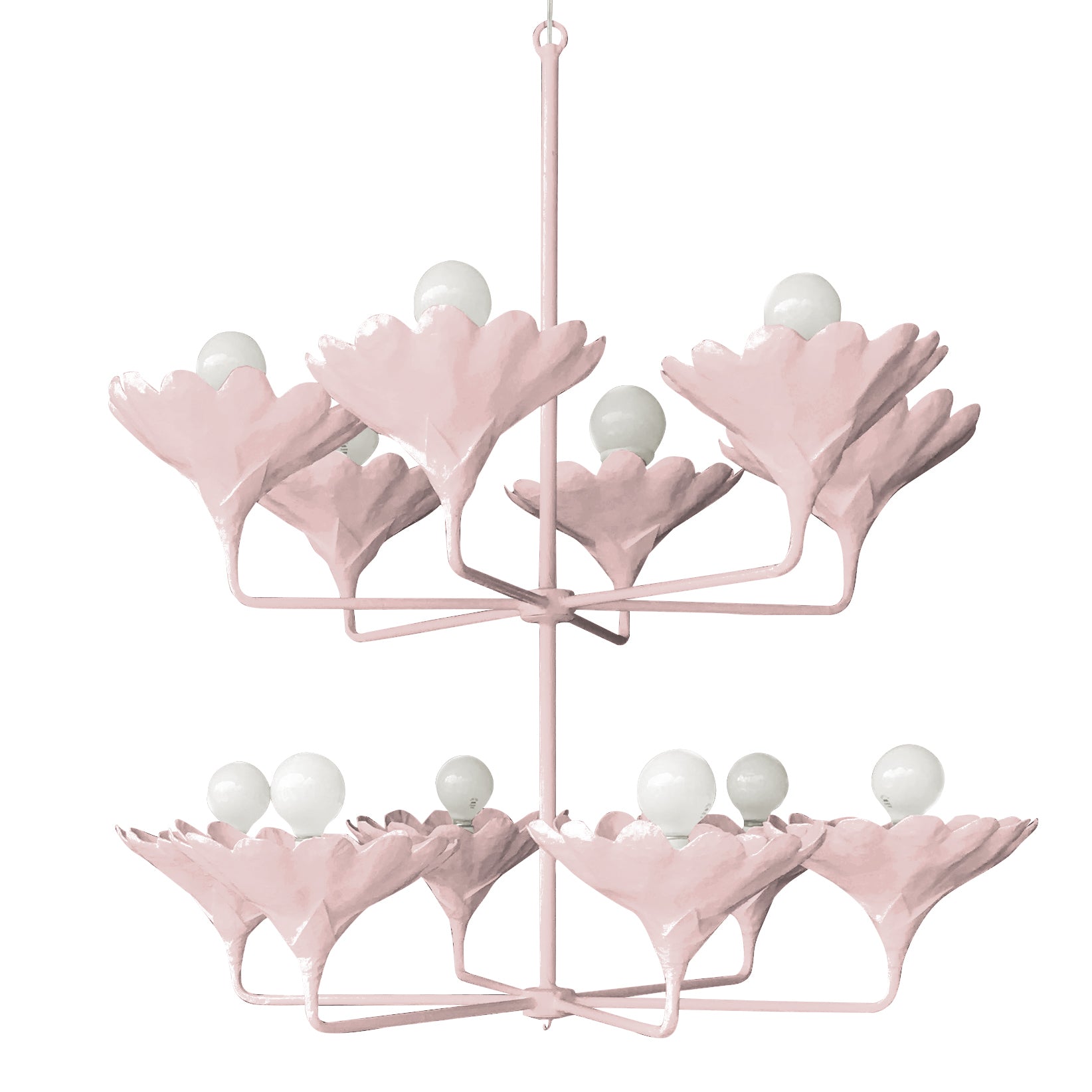Giacometti Inspired Chandelier made from Papier Mache and Iron in Pink