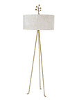 Otomi embroidered shade on iron floor light handmade in Mexico
