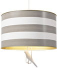 Uncle Walter Drum Pendant with gray and white stripes and papier mache bird
