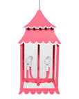 Pink Girly lantern with scallops made from iron and glass