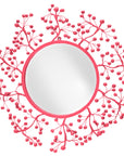 Sue Wright Mirror in bright pink papier mache round berry design.